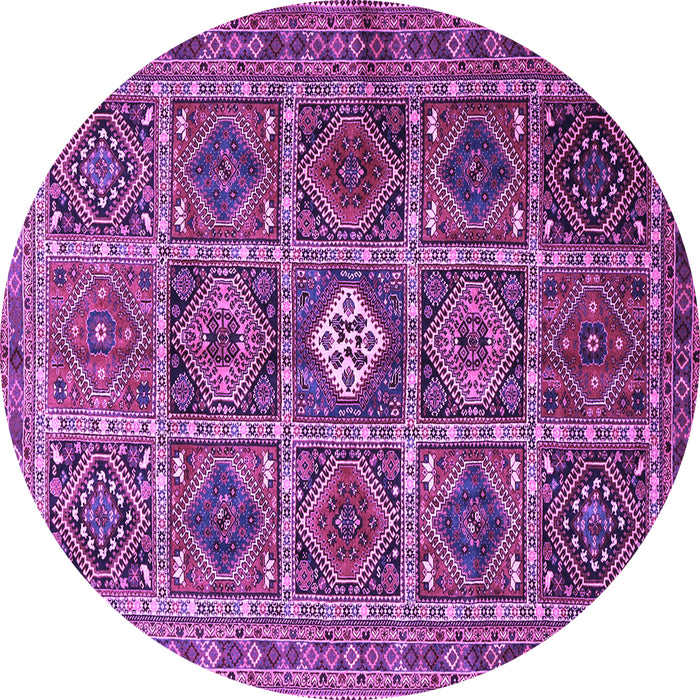 Round Machine Washable Persian Purple Traditional Area Rugs, wshtr3207pur