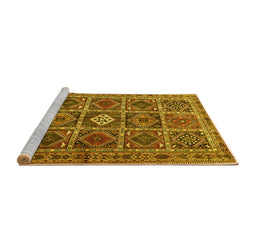 Sideview of Machine Washable Persian Yellow Traditional Rug, wshtr3207yw