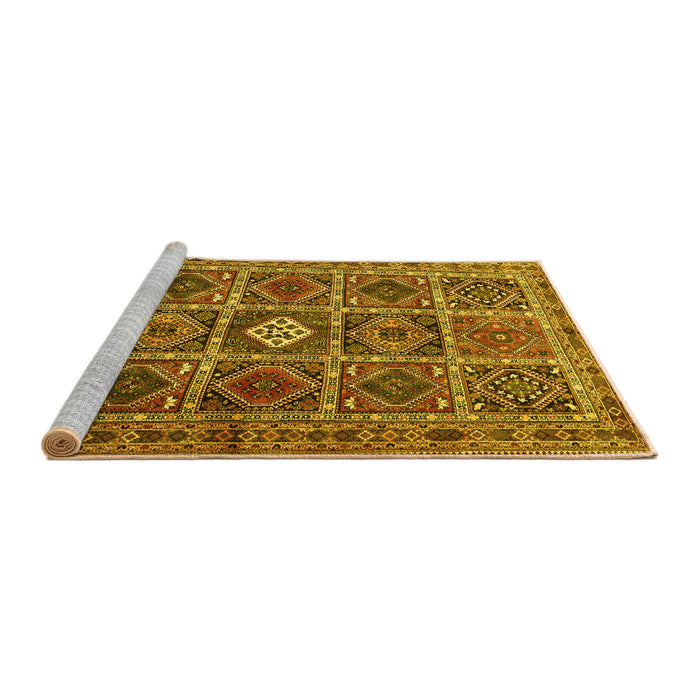 Sideview of Machine Washable Persian Yellow Traditional Rug, wshtr3207yw
