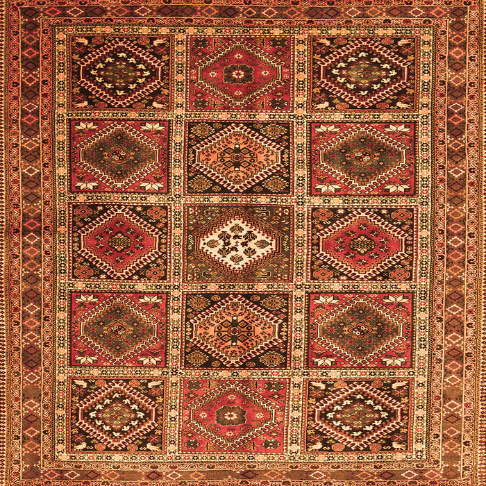 Round Machine Washable Persian Orange Traditional Area Rugs, wshtr3207org