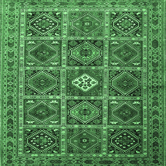 Square Machine Washable Persian Emerald Green Traditional Area Rugs, wshtr3207emgrn