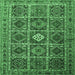 Square Machine Washable Persian Emerald Green Traditional Area Rugs, wshtr3207emgrn