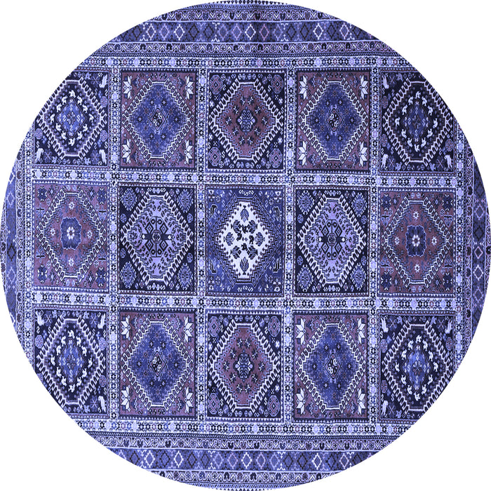 Round Machine Washable Persian Blue Traditional Rug, wshtr3207blu