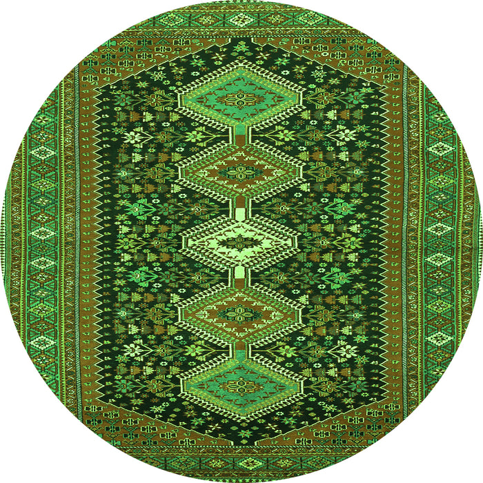 Square Persian Green Traditional Rug, tr3208grn
