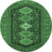 Round Persian Emerald Green Traditional Rug, tr3208emgrn