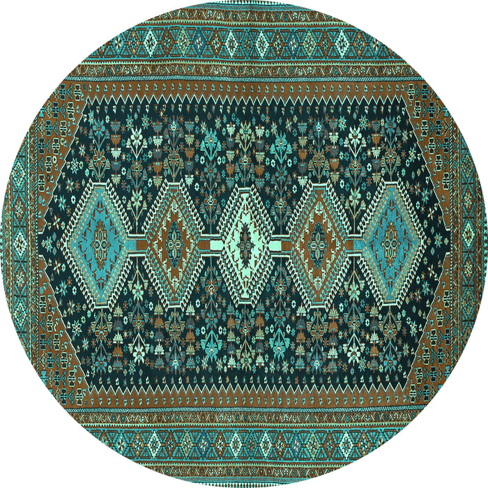 Round Persian Turquoise Traditional Rug, tr3208turq