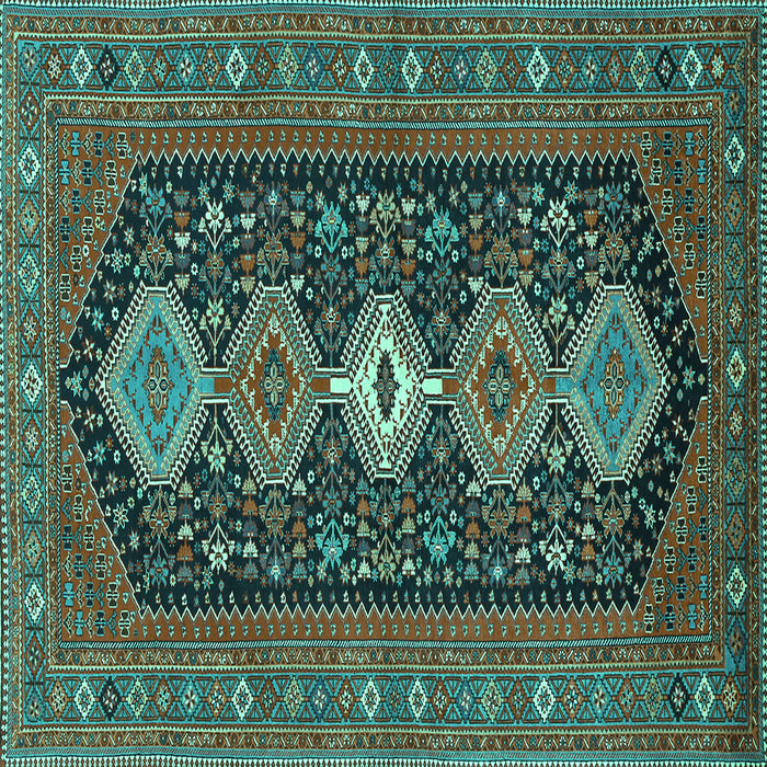 Square Persian Turquoise Traditional Rug, tr3208turq
