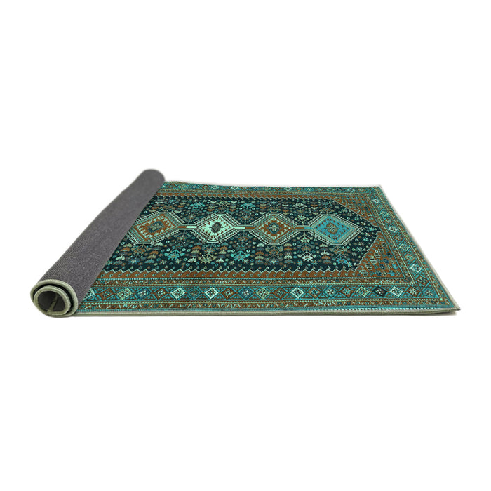Sideview of Persian Turquoise Traditional Rug, tr3208turq