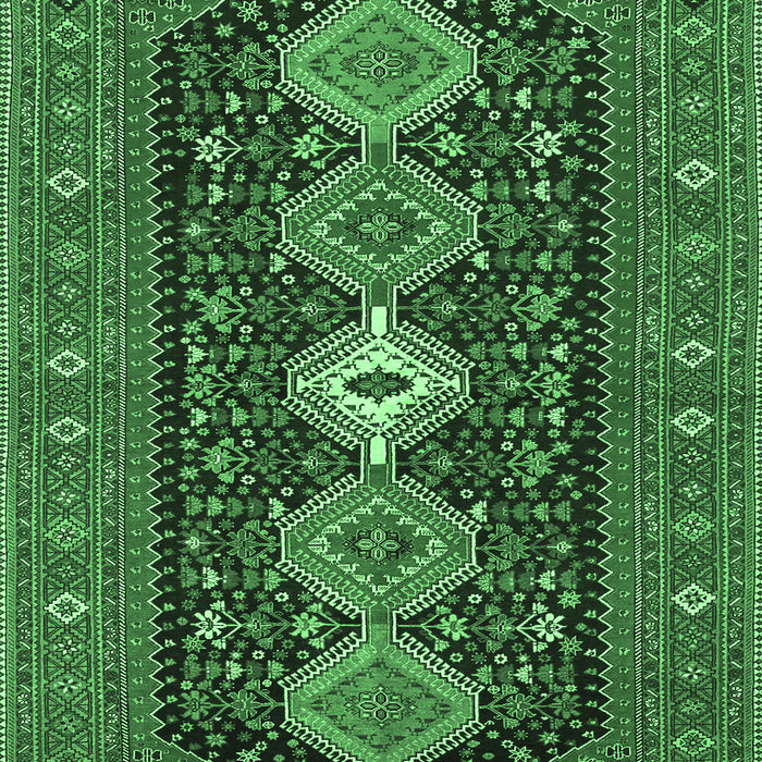 Machine Washable Persian Emerald Green Traditional Area Rugs, wshtr3208emgrn