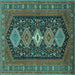 Square Machine Washable Persian Turquoise Traditional Area Rugs, wshtr3208turq