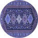 Round Persian Blue Traditional Rug, tr3208blu