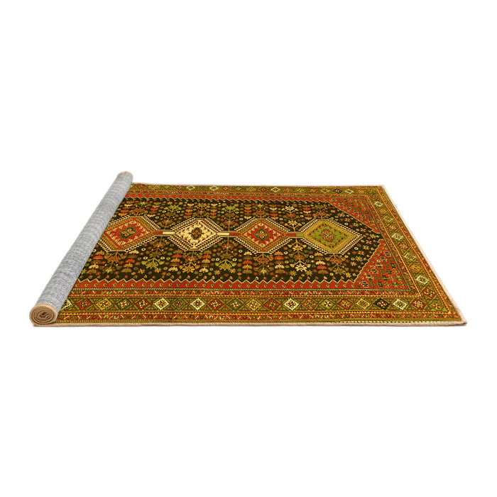 Sideview of Machine Washable Persian Yellow Traditional Rug, wshtr3208yw
