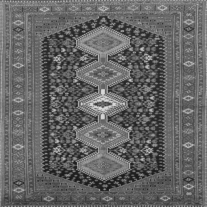 Round Machine Washable Persian Gray Traditional Rug, wshtr3208gry