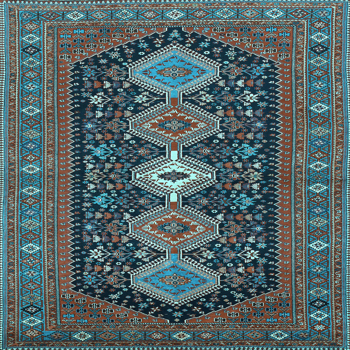 Square Machine Washable Persian Light Blue Traditional Rug, wshtr3208lblu