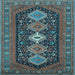 Square Machine Washable Persian Light Blue Traditional Rug, wshtr3208lblu