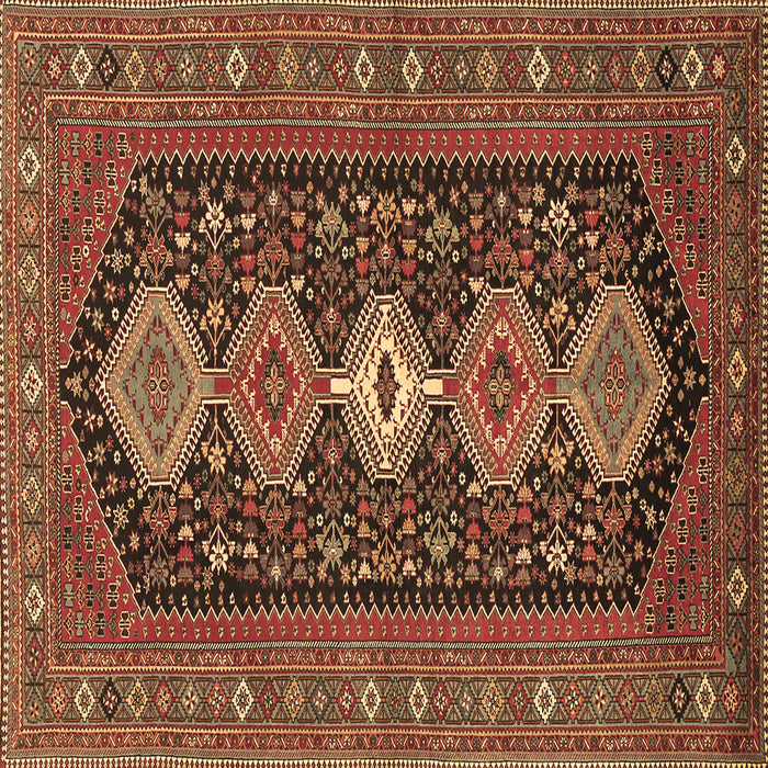 Square Persian Brown Traditional Rug, tr3208brn
