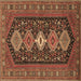 Square Persian Brown Traditional Rug, tr3208brn