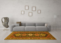 Machine Washable Persian Yellow Traditional Rug, wshtr3208yw