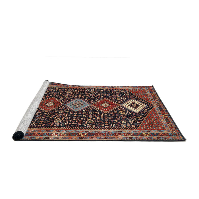 Sideview of Machine Washable Traditional Dark Almond Brown Rug, wshtr3209