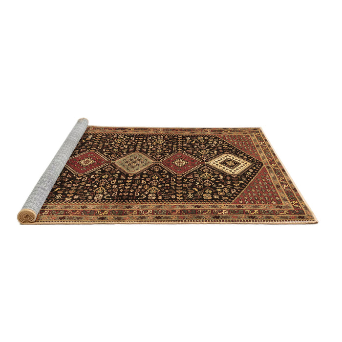 Sideview of Machine Washable Persian Brown Traditional Rug, wshtr3209brn