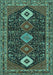 Machine Washable Persian Turquoise Traditional Area Rugs, wshtr3209turq