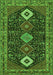 Serging Thickness of Machine Washable Persian Green Traditional Area Rugs, wshtr3209grn