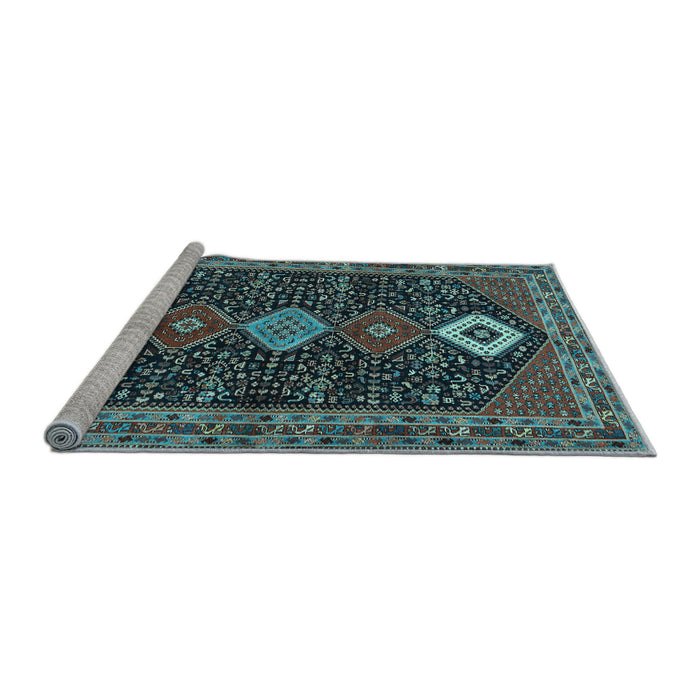 Sideview of Machine Washable Persian Light Blue Traditional Rug, wshtr3209lblu