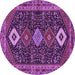 Round Machine Washable Persian Purple Traditional Area Rugs, wshtr3209pur