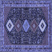 Square Machine Washable Persian Blue Traditional Rug, wshtr3209blu