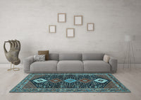 Machine Washable Persian Light Blue Traditional Rug, wshtr3209lblu