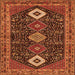 Round Machine Washable Persian Orange Traditional Area Rugs, wshtr3209org