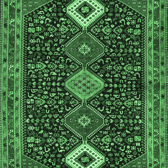Machine Washable Persian Emerald Green Traditional Area Rugs, wshtr3209emgrn