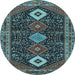 Round Machine Washable Persian Light Blue Traditional Rug, wshtr3209lblu