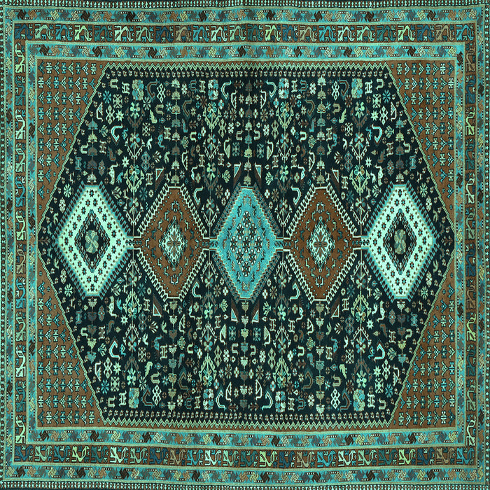 Square Machine Washable Persian Turquoise Traditional Area Rugs, wshtr3209turq