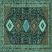 Square Machine Washable Persian Turquoise Traditional Area Rugs, wshtr3209turq