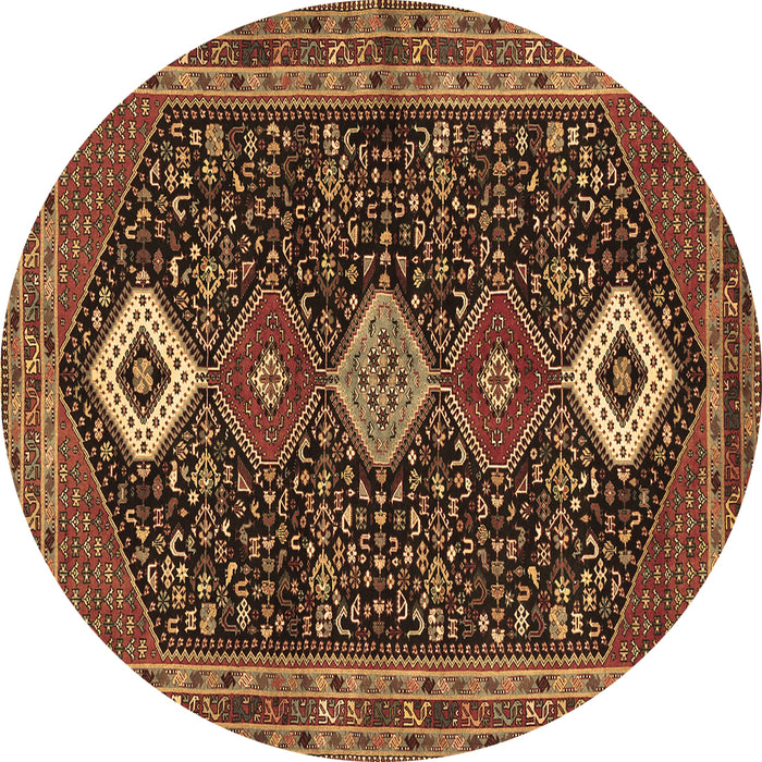 Round Persian Brown Traditional Rug, tr3209brn