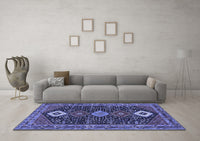 Machine Washable Persian Blue Traditional Rug, wshtr3209blu