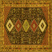 Square Machine Washable Persian Yellow Traditional Rug, wshtr3209yw