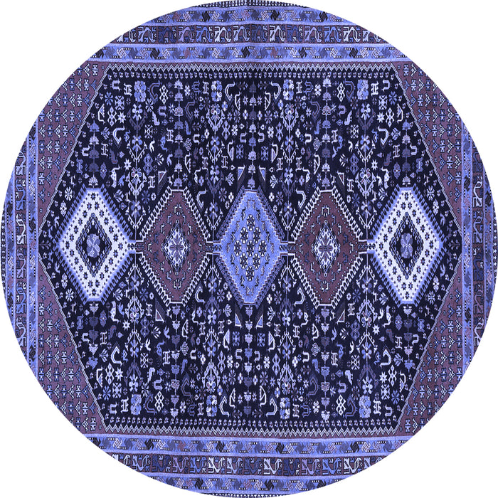 Round Persian Blue Traditional Rug, tr3209blu