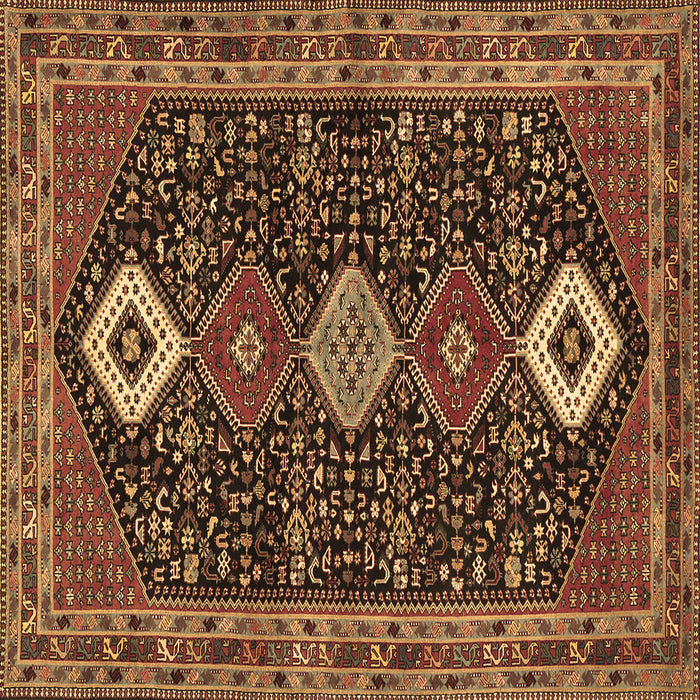 Square Persian Brown Traditional Rug, tr3209brn