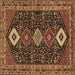 Square Persian Brown Traditional Rug, tr3209brn