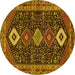 Round Persian Yellow Traditional Rug, tr3209yw