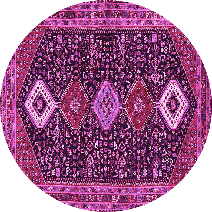Round Machine Washable Persian Pink Traditional Rug, wshtr3209pnk
