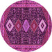 Round Machine Washable Persian Pink Traditional Rug, wshtr3209pnk