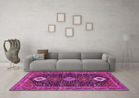 Machine Washable Persian Pink Traditional Rug, wshtr3209pnk