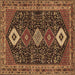 Square Machine Washable Persian Brown Traditional Rug, wshtr3209brn