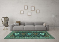 Machine Washable Persian Turquoise Traditional Rug, wshtr3209turq