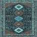 Square Machine Washable Persian Light Blue Traditional Rug, wshtr3209lblu