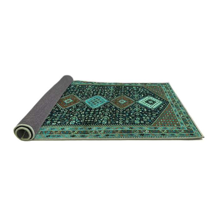 Sideview of Persian Turquoise Traditional Rug, tr3209turq