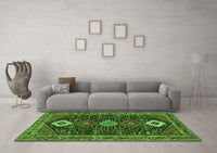 Machine Washable Persian Green Traditional Rug, wshtr3209grn